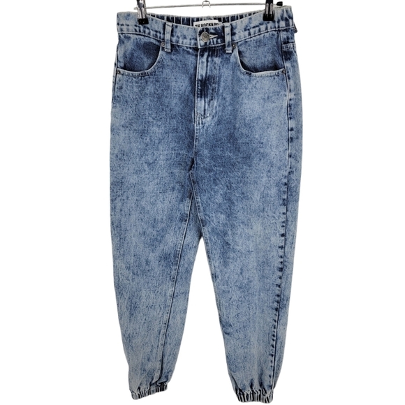 🖤 womens size 6 the rockn rev acid wash cropped high waist mom jeans - Picture 1 of 13
